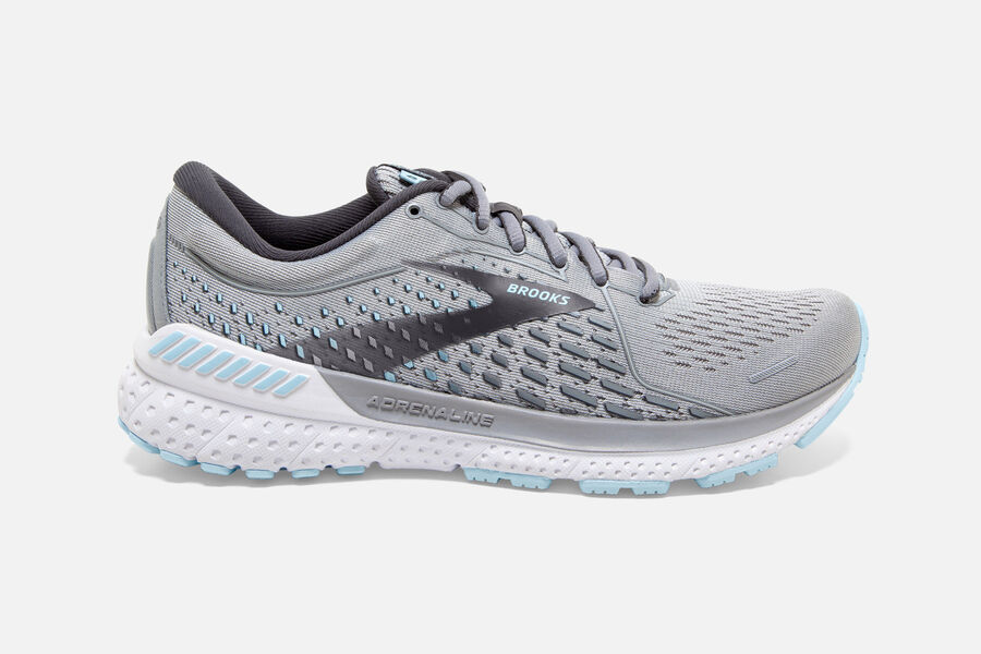 Brooks Women's Adrenaline GTS 21 Road Running Shoes Grey/Light Blue UMOW-12749